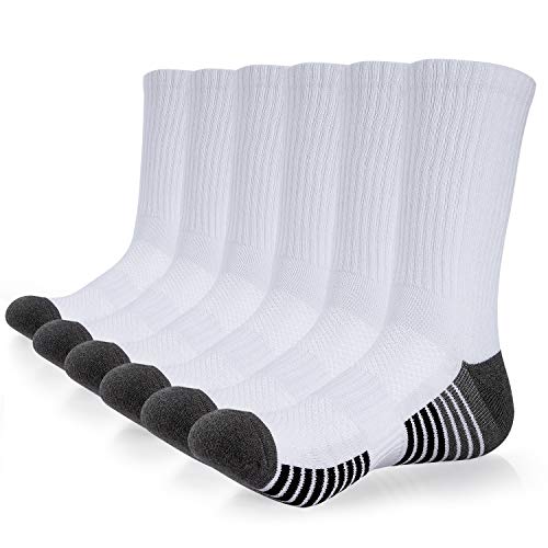 coskefy Cotton Sports Socks Cushioned Running Socks Trainer Socks for Men Women Walking Hiking Trekking Socks, 6 Pairs x black
