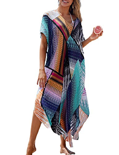 Bsubseach Swimsuit Cover Up for Swimwear Women Kaftan Dresses Summer Caftan with Drawstring