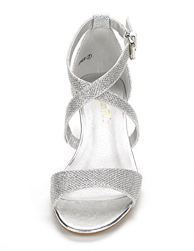 DREAM PAIRS Women's Elastica Ankle Strap Sandals Low Wedge Open Toe Party Sandals Jones