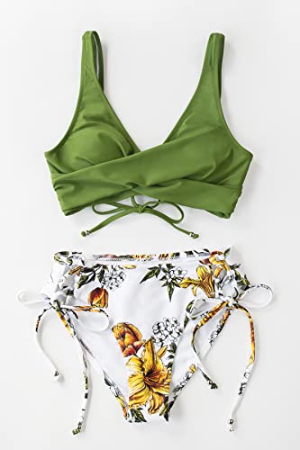 CUPSHE Women's Bikini Set Twist Front Tie Side Bikini Swimsuit Two Piece Swimwear Bathing Suits