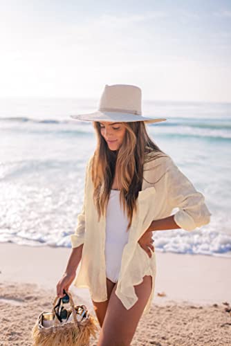 Bsubseach Long Sleeve Beach Shirt Blouses Women Turn Down Collar Bikini Bathing Suit Cover Ups Swimwear Apricot