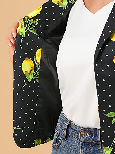 Allegra K Women's Suit Suede Blazers Notch Lapel Open-Front Allover Printed Blazers Jackets for Women