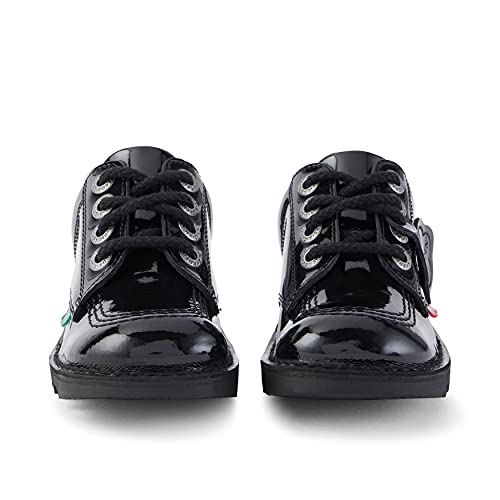 Kickers Unisex Kid's Kick Lo Leather School Shoes,BLACK PATENT