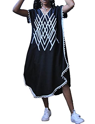 Bsubseach Green Snake Print Loose Kaftan Dress Plus Size Beach Cover Up Half Sleeve Caftan Maxi Dress for Women