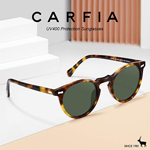 CARFIA Polarised Womens Sunglasses Vintage UV400 Protection Acetate Frame