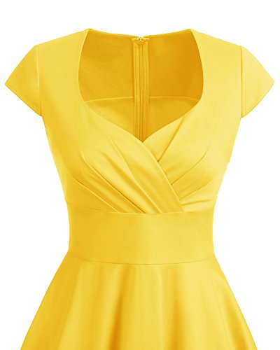 bbonlinedress Women's 50s 60s A Line Rockabilly Dress Cap Sleeve Vintage Swing Party Dress Blush