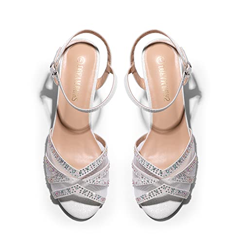 DREAM PAIRS Women's Heels Sandals Ankle Strap Peep Toe Low Kitten Dress Wedding Shoes