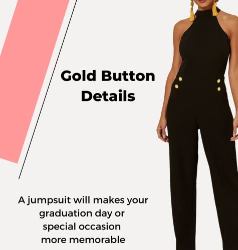 Womens Halterneck Sleeveless Jumpsuit Playsuit Romper Wide Leg Dress Fashion Elegant