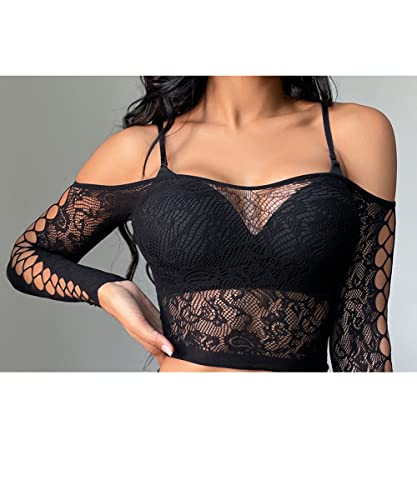 Buitifo Womens Lingerie Fishnet Babydoll Bodysuit Mini Dress Set One Size