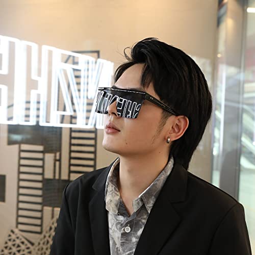 FEISEDY Oversized Flat Top Shield Sunglasses for Women Square Sunglasses Mens UV400 Protection Mirror Rimless Shades