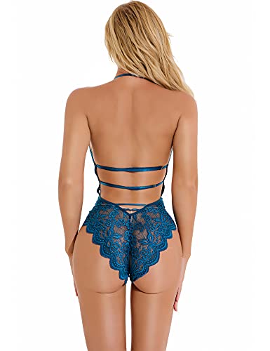 EVELIFE Women Sexy Lingerie Lace Bodysuit One Piece Teddy Lingerie Transparent Deep V Bodysuit Lingerie