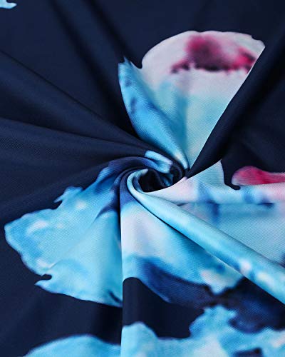 OUGES Women's Summer Casual V Neck Short Sleeve Floral Pattern Wrap Ladies Maxi Long Dress with Pockets