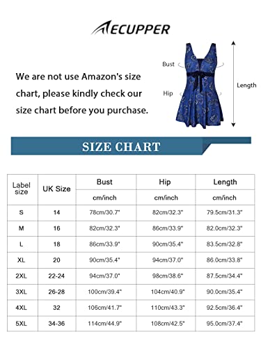 ECUPPER Womens Plus Size Skirted Swimsuit Floral Printed Swimwear Padded Swim Suit Dress with Boy Shorts