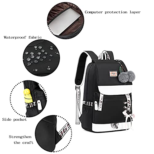 Asge Girls Backpack School Bags for Girls Nylon Waterproof College Rucksack Fashion Casual Daypack Women Bookbag Boys Schoolbag Teenagers Durable Unisex Student Backpacks