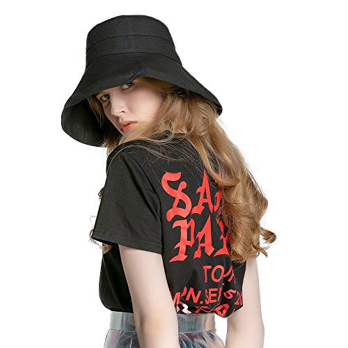 Anycosy Cotton Bucket Hat Women Summer Outdoor Floppy Sun Cap Packable with Big Wide Brim