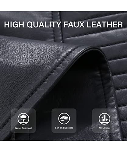 Bellivera Womens Faux Leather Casual Jacket Moto Fall Clothes Coat