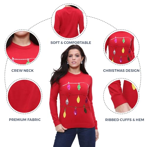 NOROZE Women's Christmas Tops Sweatshirts Sequin Jingle Bells HoHoHo Pug Mrs Claus Xmas Jumper