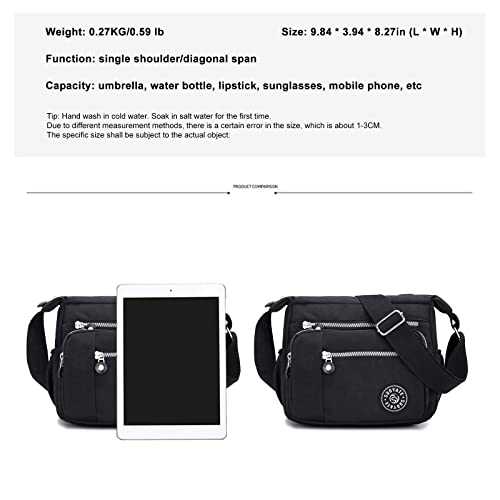 Womens Multi Pocket Casual Canvas Crossbody Bag Travel Purse Messenger Handbag for Shopping Hiking Daily Use