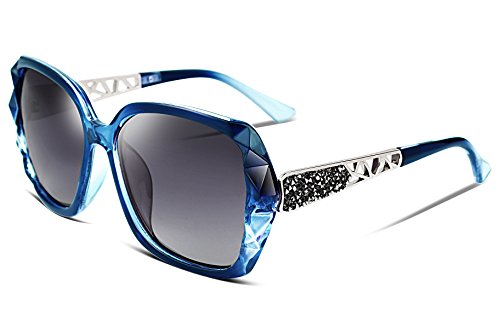 FEISEDY Oversized Polarised Square Sunglasses Sparkling Composite Large Frame Ladies Sunglasses Classic Womens Sunglasses