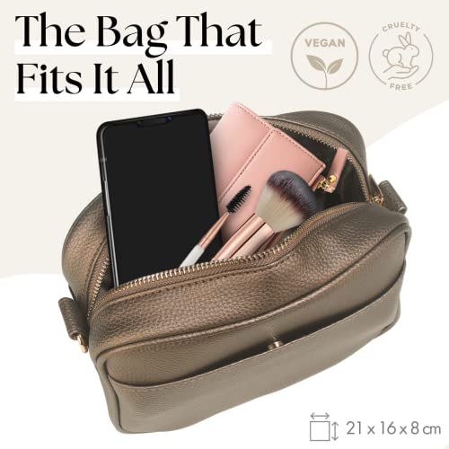 Lily England Ladies Cross Body Bag - Handbag with Adjustable Wide Strap & Gold Purse Chain - Multipurpose Shoulder & Crossbody Bags for Women