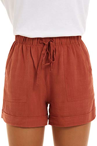 SMENG Ladies Shorts Size 16 Summer Solid Womens Shorts Workout Drawstring Shorts Lounge with Pockets Loose Casual Hot Pants