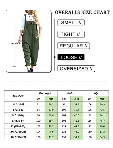 YESNO Women's Dungarees Loose Casual Plus Size Lightweight Sleeveless Overall Long Jumpsuit Playsuit Trousers Pants Dungarees