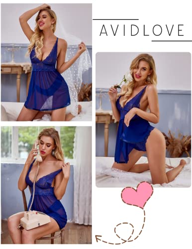 Avidlove Women Lingerie Lace Babydoll Strap Chemise Halter Teddy V neck Sleepwear
