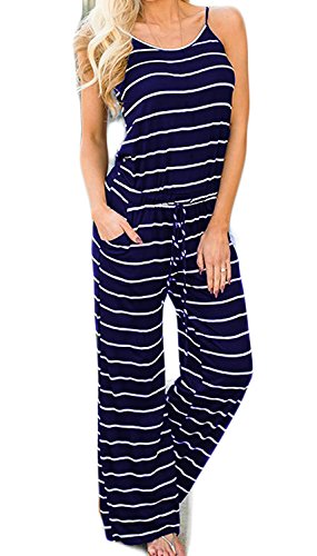 Smile Fish Women Floral Adjustable Spagettic Strap Wide Leg Drawstring Jumpsuits
