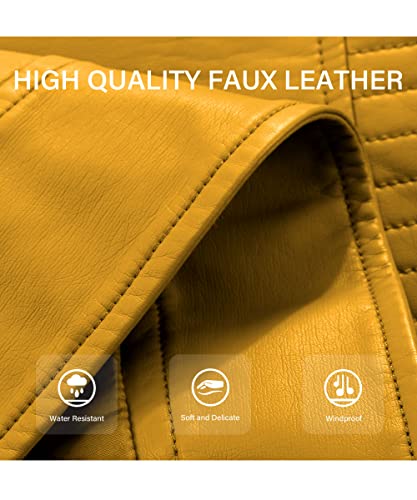 Bellivera Womens Faux Leather Casual Jacket Moto Fall Clothes Coat