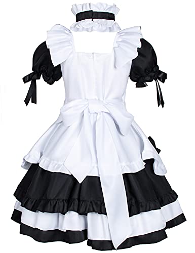 Wannsee Anime French Maid Apron Lolita Fancy Dress Cosplay Costume Furry Cat Ear Gloves Socks Set