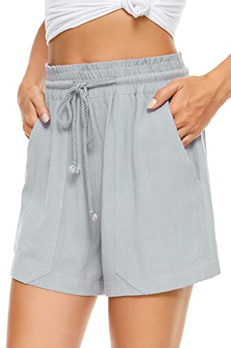 SMENG Ladies Shorts Size 16 Summer Solid Womens Shorts Workout Drawstring Shorts Lounge with Pockets Loose Casual Hot Pants
