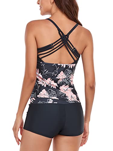 Sixyotie Women’s Swimwear Gradient Color Tankini Set Top with Shorts Low Waist Sporty Swimsuit Bikini