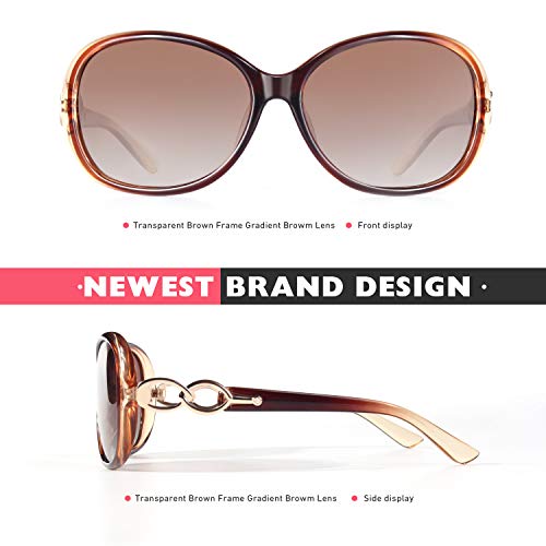 CGID Sunglasses Womens Ladies Polarised Retro Designer Sun Glasses Brown Big Frame Oversized Shades UV Protection Goggles