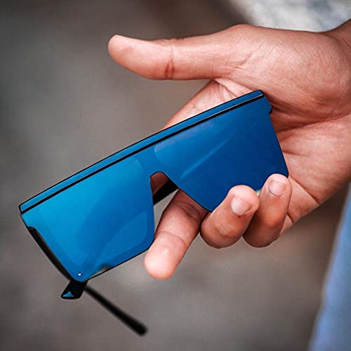 FEISEDY Oversized Flat Top Shield Sunglasses for Women Square Sunglasses Mens UV400 Protection Mirror Rimless Shades