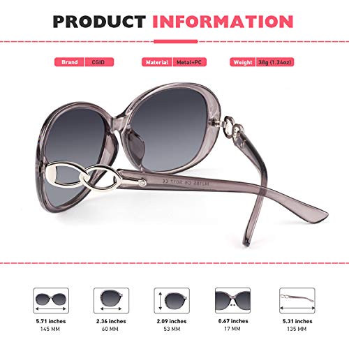 CGID Sunglasses Womens Ladies Polarised Retro Designer Sun Glasses Brown Big Frame Oversized Shades UV Protection Goggles