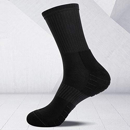 coskefy Cotton Sports Socks Cushioned Running Socks Trainer Socks for Men Women Walking Hiking Trekking Socks, 6 Pairs x black