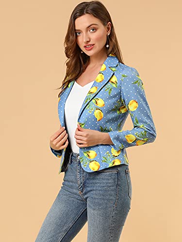 Allegra K Women's Suit Suede Blazers Notch Lapel Open-Front Allover Printed Blazers Jackets for Women