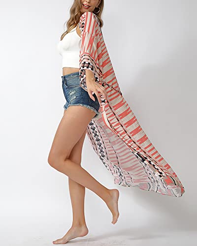 Women Swimsuit Cover Up Bathing Suit Kimono Long Beach Dress Floral Lace Bikini Swim Coverup Sun Protection Clothing