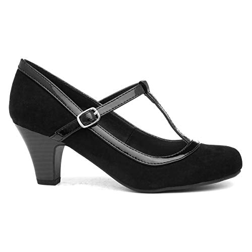 Lilley Vicky Womens Black Faux Suede Court Shoe