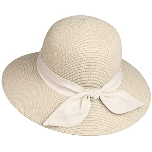 FURTALK Womens Beach Sun Straw Hat UV UPF50 Travel Foldable Brim Summer UV Hat