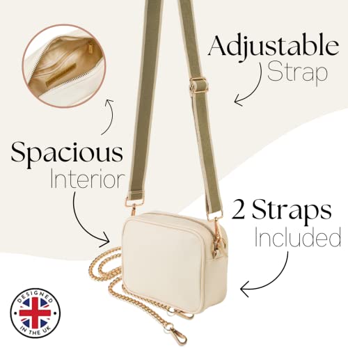 Lily England Ladies Cross Body Bag - Handbag with Adjustable Wide Strap & Gold Purse Chain - Multipurpose Shoulder & Crossbody Bags for Women