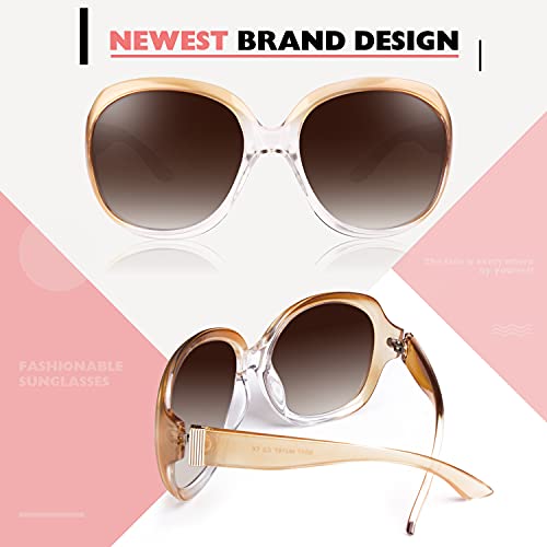 CGID Sunglasses Womens Ladies Polarised Retro Designer Sun Glasses Brown Big Frame Oversized Shades UV Protection Goggles