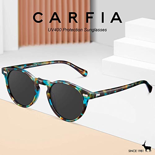 CARFIA Polarised Womens Sunglasses Vintage UV400 Protection Acetate Frame