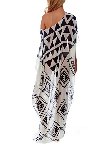 Bsubseach Chiffon Print Shirt Dress Beach Cover Up Loose Turn Down Collar Long Sleeve Bikini Kaftan Cover Ups for Swimwear Women