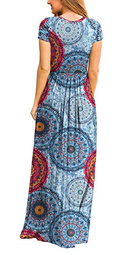 GRECERELLE Womens Maxi Dress Ladies' Summer Casual Short Sleeve Long Dresses with Pocket for Daily, Holiday, Travel, Maternity
