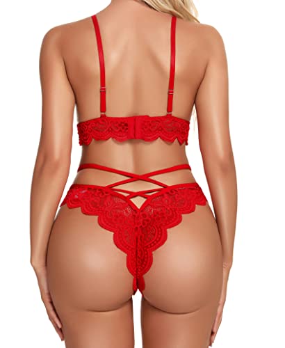 Namifin Women Lingerie Set Lace Bralette and Panty Set Strappy Lace Lingerie