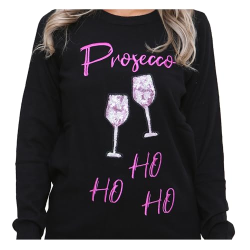 NOROZE Women's Christmas Tops Sweatshirts Sequin Jingle Bells HoHoHo Pug Mrs Claus Xmas Jumper