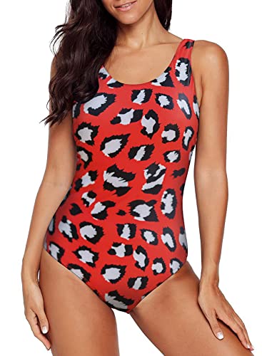 Aleumdr Ladies Gradient Color Block Printed Soft Cup Swimming Suits Sleeveless One Piece Swimming Costume for Women