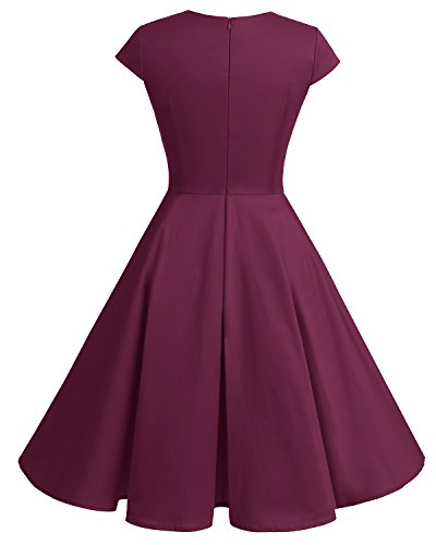 bbonlinedress Women's 50s 60s A Line Rockabilly Dress Cap Sleeve Vintage Swing Party Dress Blush