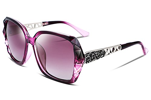 FEISEDY Oversized Polarised Square Sunglasses Sparkling Composite Large Frame Ladies Sunglasses Classic Womens Sunglasses